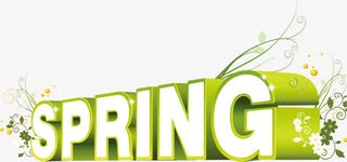 绿色立体字母设计春天免抠