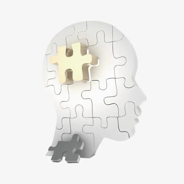 灰色大脑拼图免抠