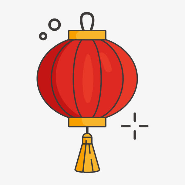 手绘红色大灯笼免抠