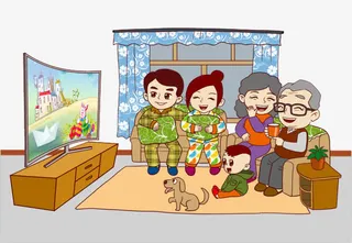 一起看电视免抠