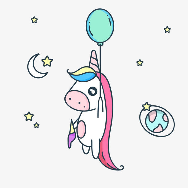 矢量漂浮的独角兽免抠