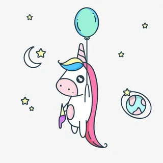 矢量漂浮的独角兽免抠