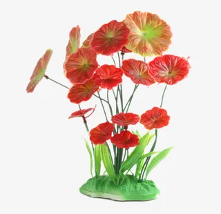 红色小荷叶仿真水草免抠