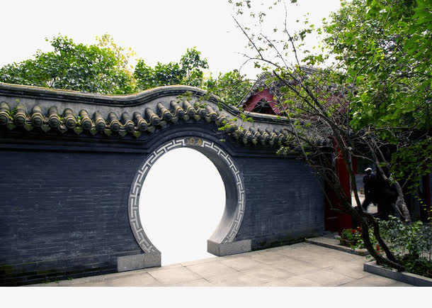 中式拱门园林建筑免抠