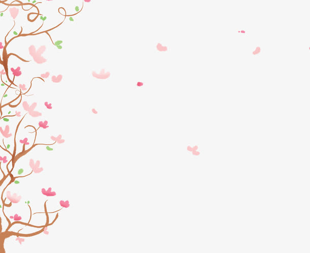手绘卡通花树免抠
