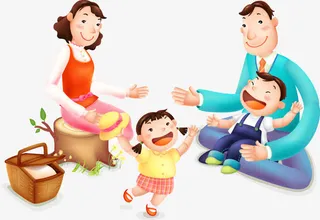 矢量野餐的一家人免抠