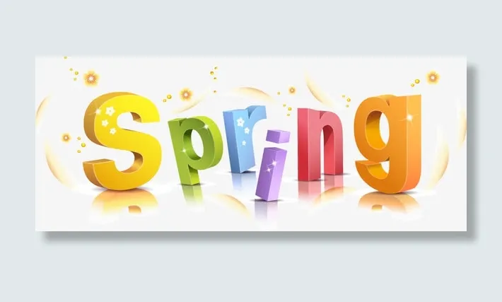 立体字春天spring免抠