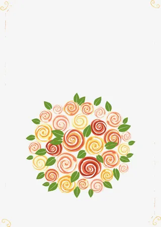 手绘花团矢量元素免抠