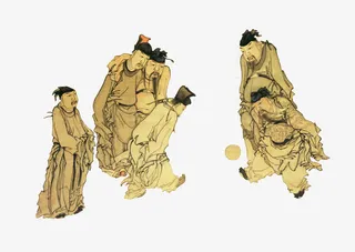 古人蹴鞠图插画免抠