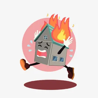 跑着房子小人着火的免抠