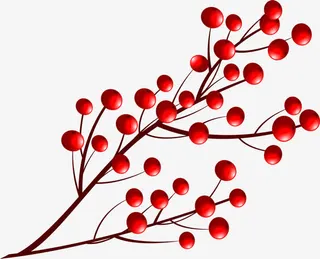 红色卡通树枝免抠