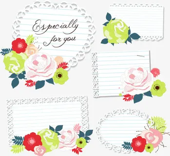 矢量鲜花文字边框免抠