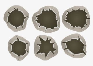 扁平化子弹孔卡通图案免抠