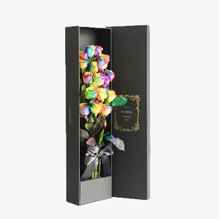 七彩花礼盒免抠