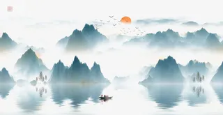 中国山水海报素材下载1免抠