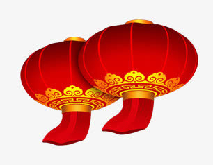 两个红色大灯笼免抠