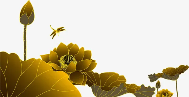 黄褐色莲花池中秋免抠