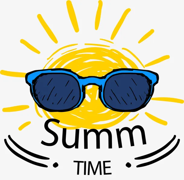 夏季时光手绘太阳免抠