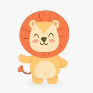微笑可爱狮子动物免抠