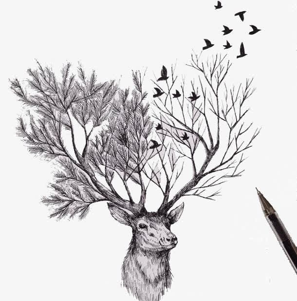 创意素描铅笔画创新免抠
