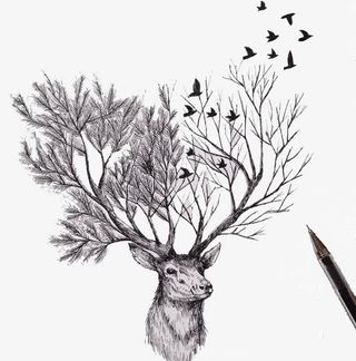 创意素描铅笔画创新免抠