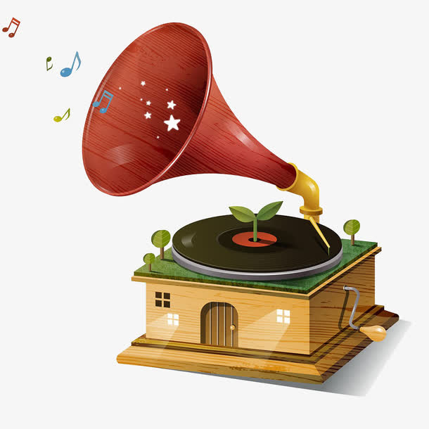 创意留声机插画免抠