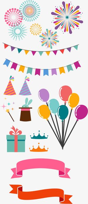 矢量扁平化生日数字设计素材免抠