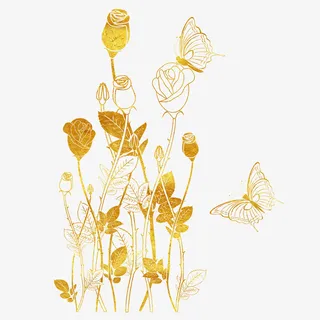 潮流烫金玫瑰花免抠图免抠