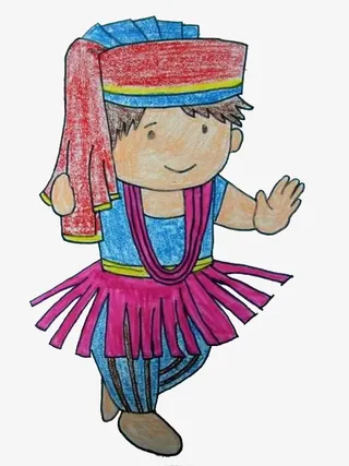 彩绘儿童画少数民族服饰高山族免抠