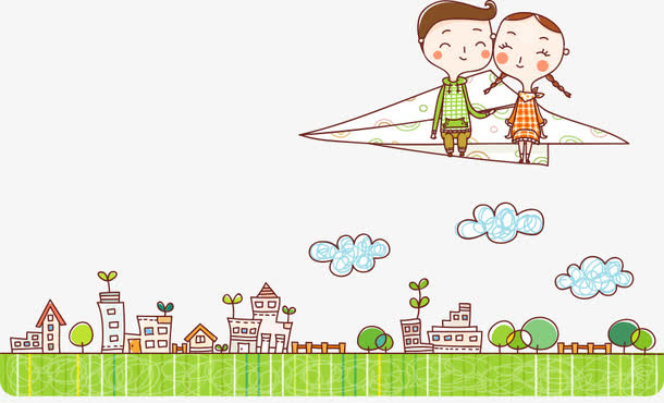 矢量飞机上的小孩免抠