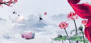中国风小清新简约浅色荷花背景高清