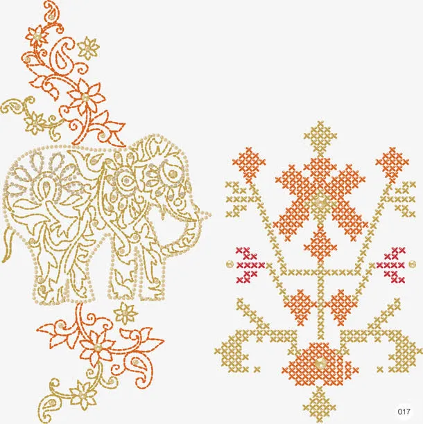 复古矢量花纹免抠