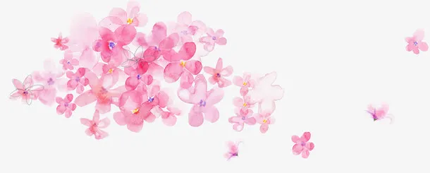 春天美景水墨花朵免抠