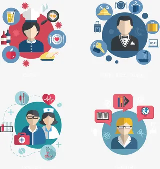 扁平卡通职业人物免抠