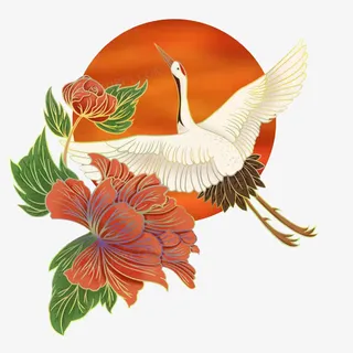 中国元素，仙鹤免抠