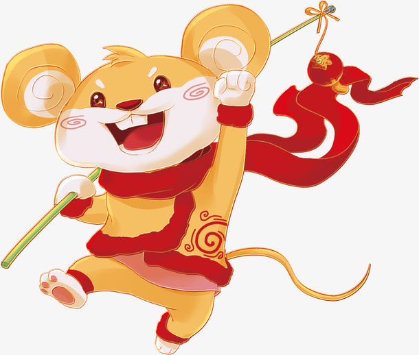 生肖鼠挑灯元素免抠