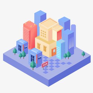 2.5d建筑插画手绘小房子免抠