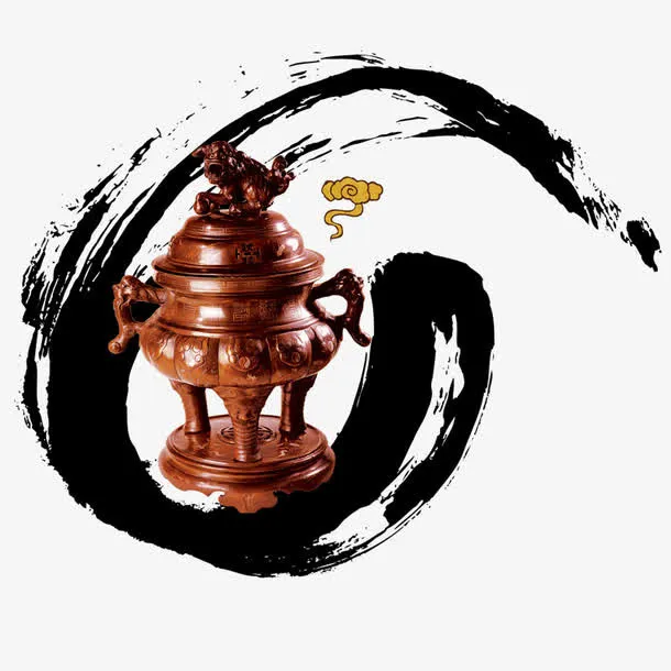 水墨画中的香炉免抠