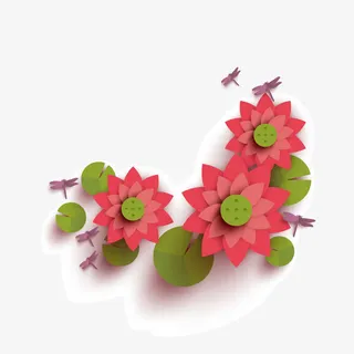荷花和蜻蜓免抠