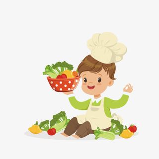 矢量手绘蔬菜厨师免抠