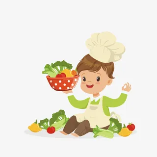 矢量手绘蔬菜厨师免抠