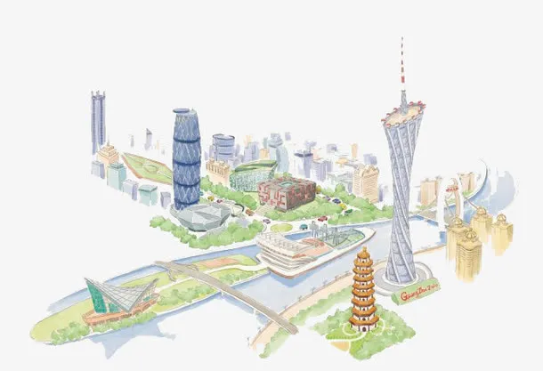手绘广州海心沙免抠