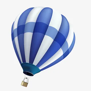 蓝色热气球免抠