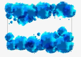 蓝色水墨边框免抠