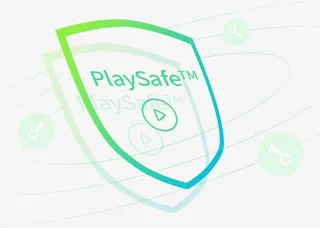 蓝绿渐变护盾效果科技展示免抠标签元素