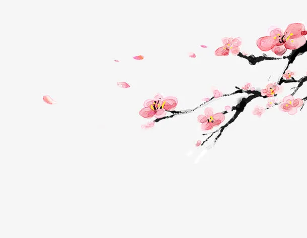 手绘桃花免抠