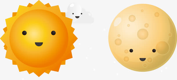 矢量手绘太阳和月亮免抠