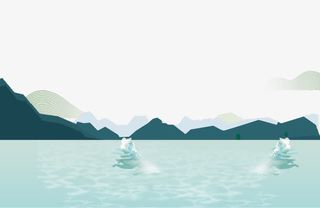 卡通手绘创意湖泊海报设计免抠