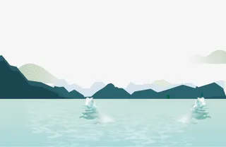 卡通手绘创意湖泊海报设计免抠