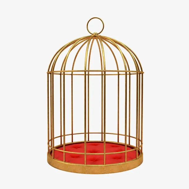 金色圆形中式鸟笼免抠